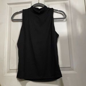 Black Short Sleeve High Neck Line